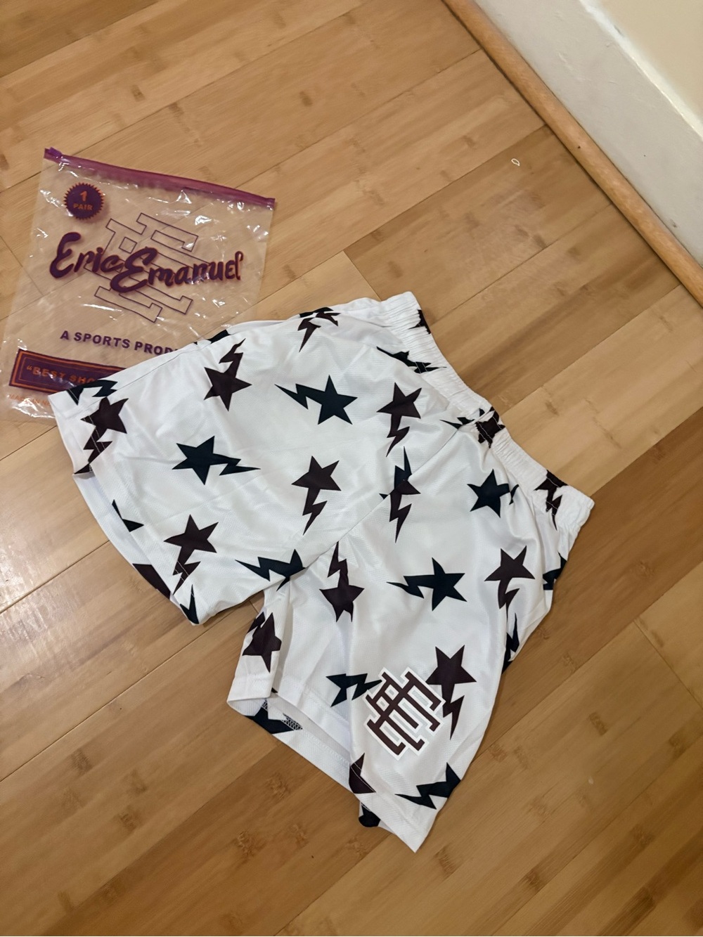 Eric Emanuel White Star Print Men’s Athletic Shorts